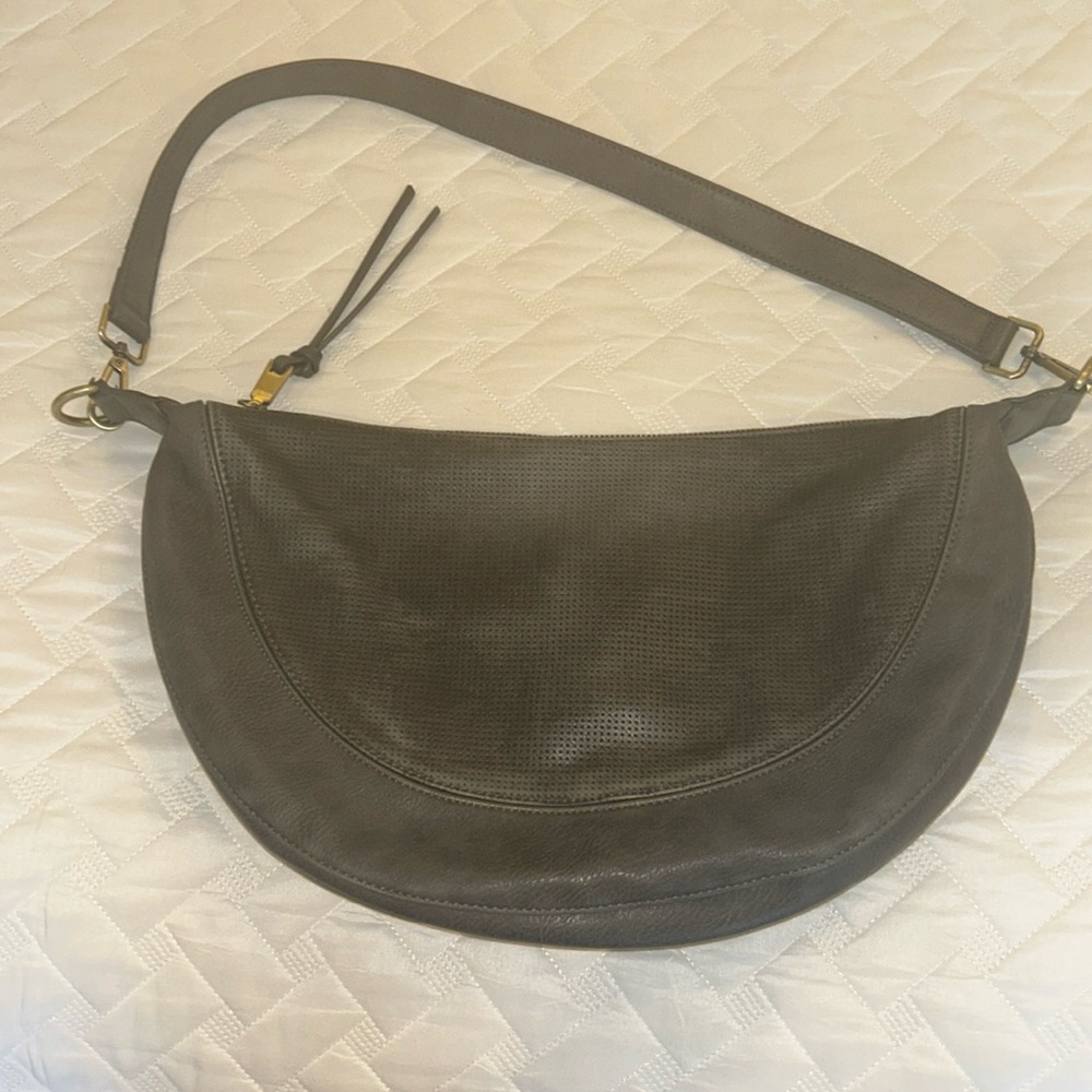 Anthropologie Urban Originals Black Leather Half Moon Crossbody